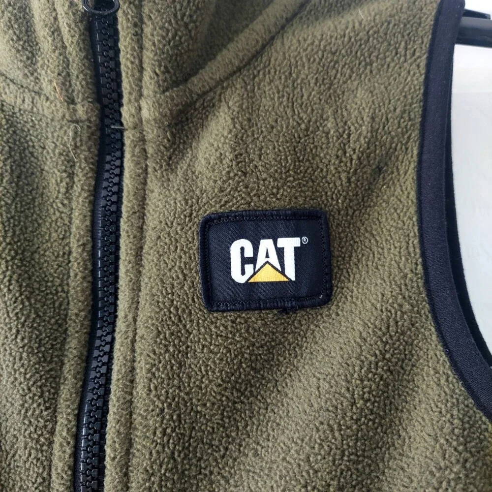 CAT Caterpillar Workwear Green fleece Vest full zip Boys size 5/6 School